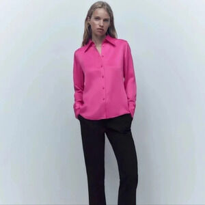 NWT Zara Deep Cuff Heavy Satin Effect Shirt